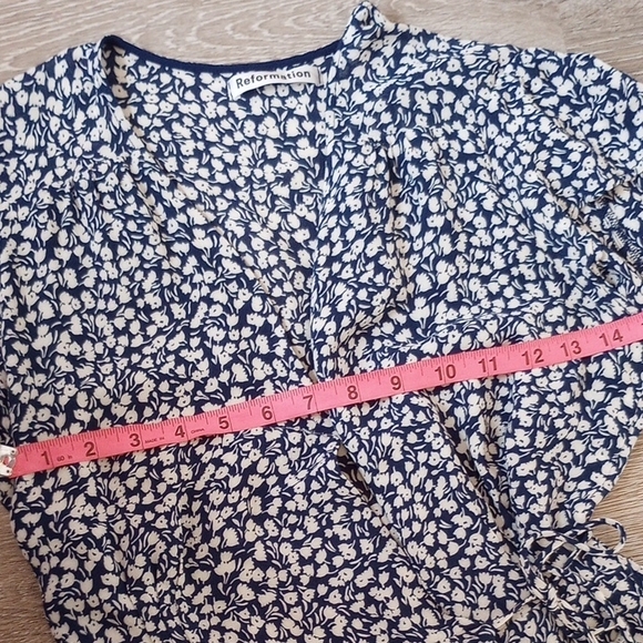 Reformation Blue and White Sleeveless V-Neck Sundress - Picture 8 of 10